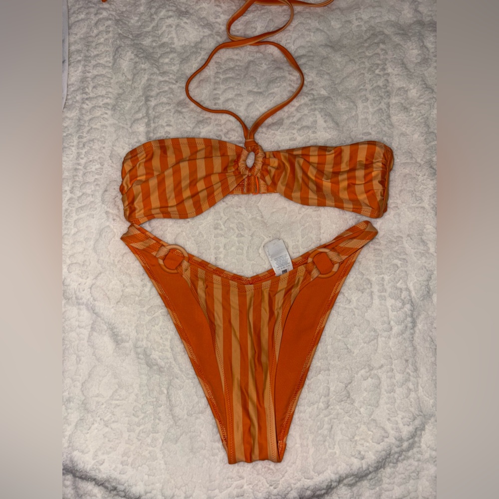 Aerie Vibrant Orange Bikini Top with Ring Accents